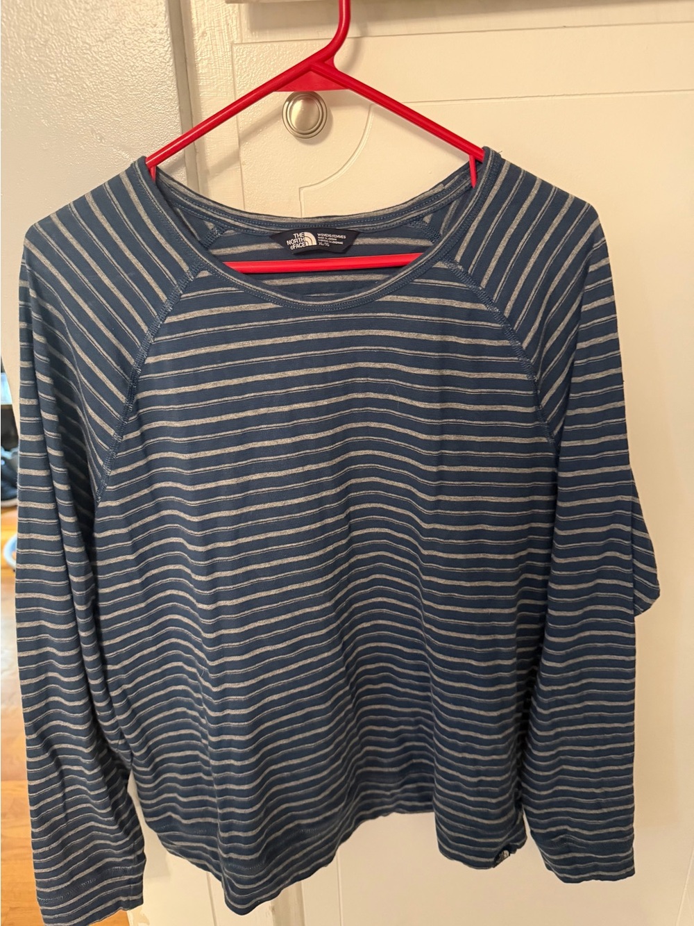 The North Face women’s Blue Striped Long-Sleeve